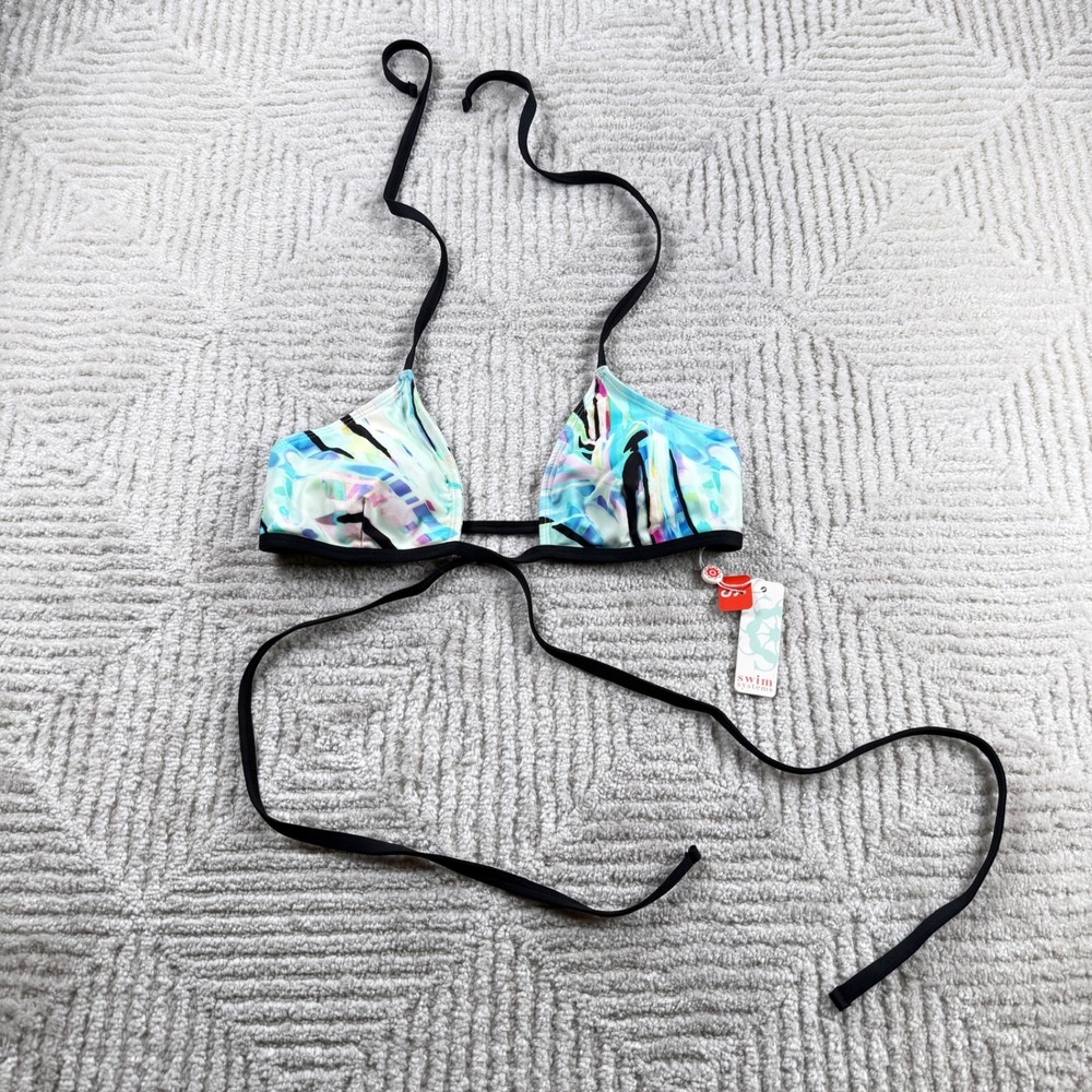Swim Systems Triangle Bikini Top Women's Small Multicolor Abstract NWT Beach